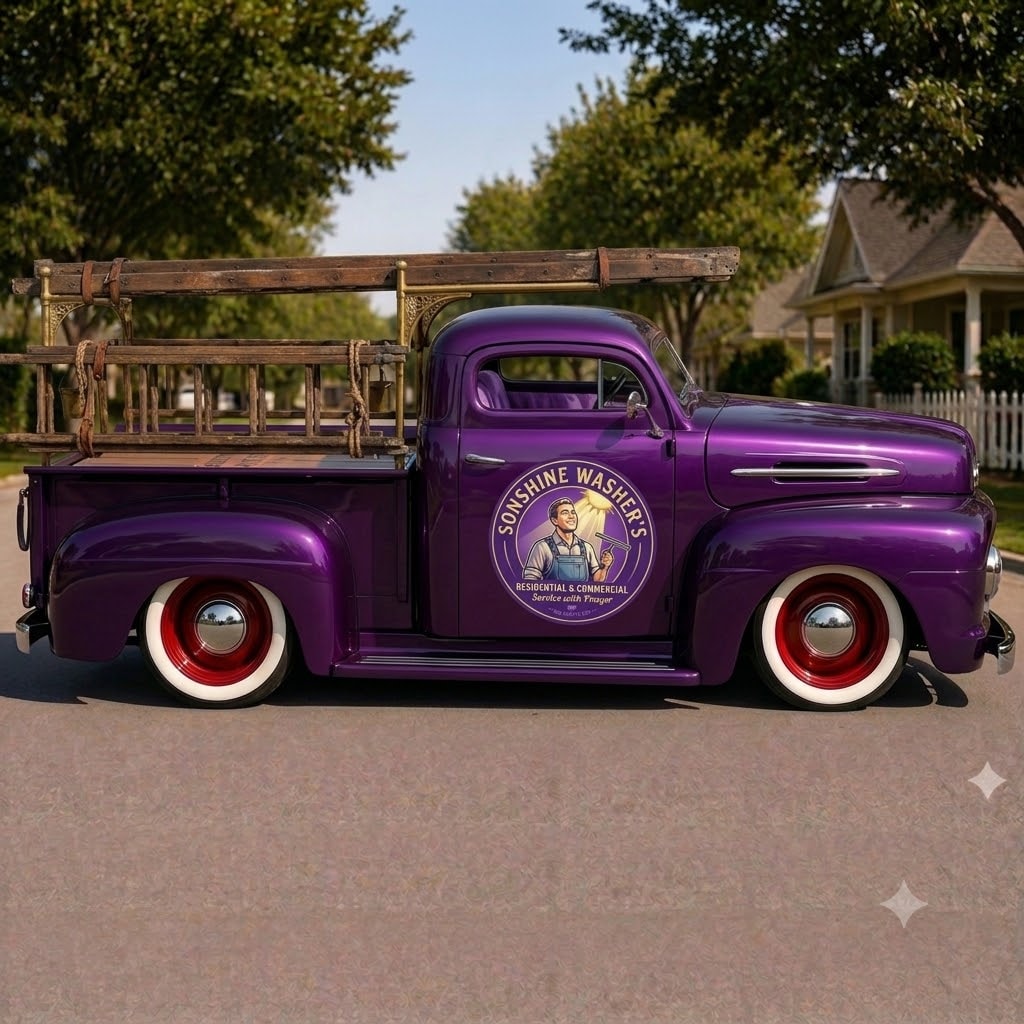 The Purple Cow — Sonshine Washers' 1951 Ford F1 truck